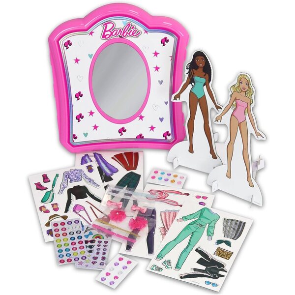 Barbie magnetischer Aktivitätsschrank mit Mix&Match-Zubehör für Kinder ab 3 Jahren