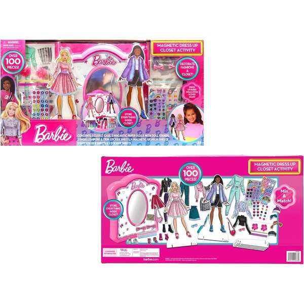 Barbie magnetischer Aktivitätsschrank mit Mix&Match-Zubehör für Kinder ab 3 Jahren