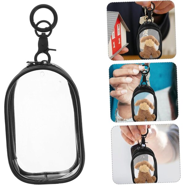 BESPORTBLE Organizer Trasparente in PVC per Bambole con Portachiavi, Custodia Compatta e Resistente