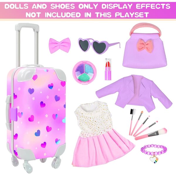 Modeaccessoires-Set für 45,7-cm-Puppen mit Kleidung, Tasche, Make-up und Armbändern