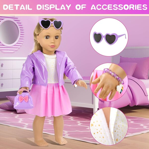 Modeaccessoires-Set für 45,7-cm-Puppen mit Kleidung, Tasche, Make-up und Armbändern