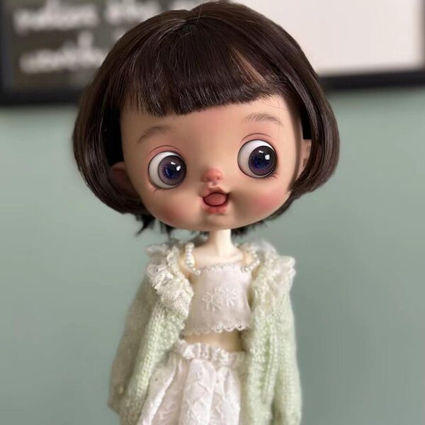 Testa bambola YMY DOLL 1/6 grande a pera con occhi in vetro per Obitsu BJD