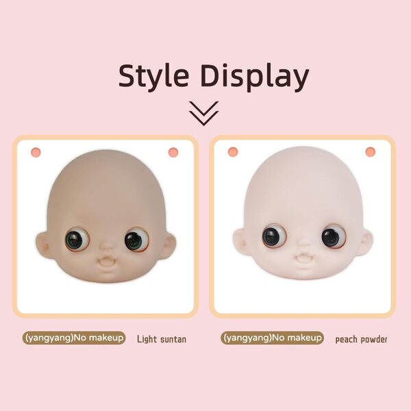 Testa bambola YMY DOLL 1/6 grande a pera con occhi in vetro per Obitsu BJD