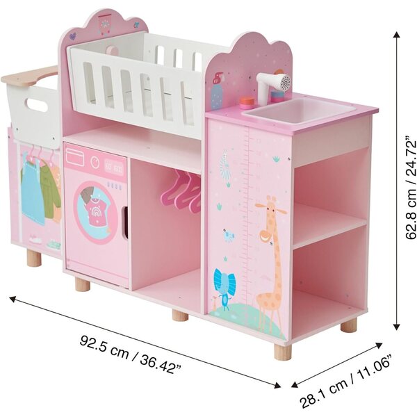Olivia's Little World Amanda 6 in 1 - Stazione nursery bambole in legno rosa baby