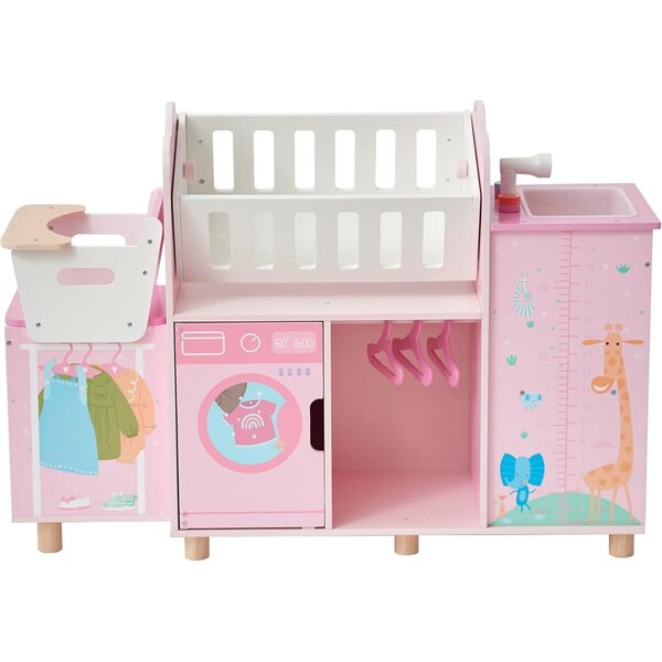 Olivia's Little World Amanda 6 in 1 - Stazione nursery bambole in legno rosa baby