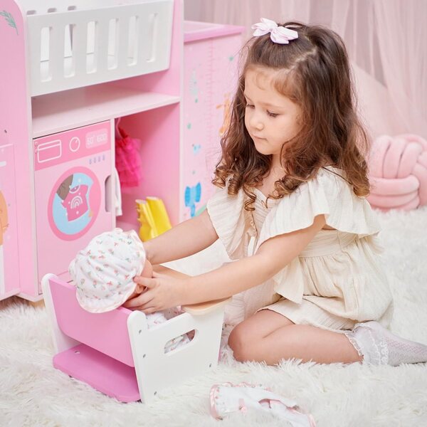 Olivia's Little World Amanda 6 in 1 - Stazione nursery bambole in legno rosa baby