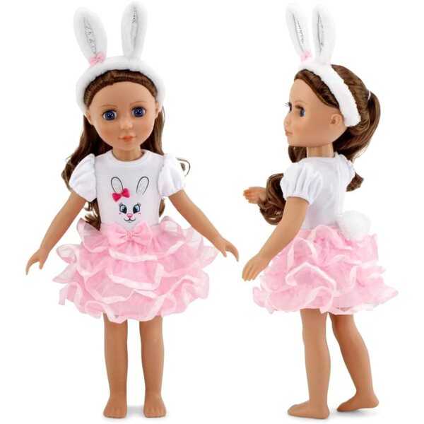 Emily Rose Vestito per Bambola 35,6 cm con Orecchie da Coniglio e Gonna Tutù Rosa