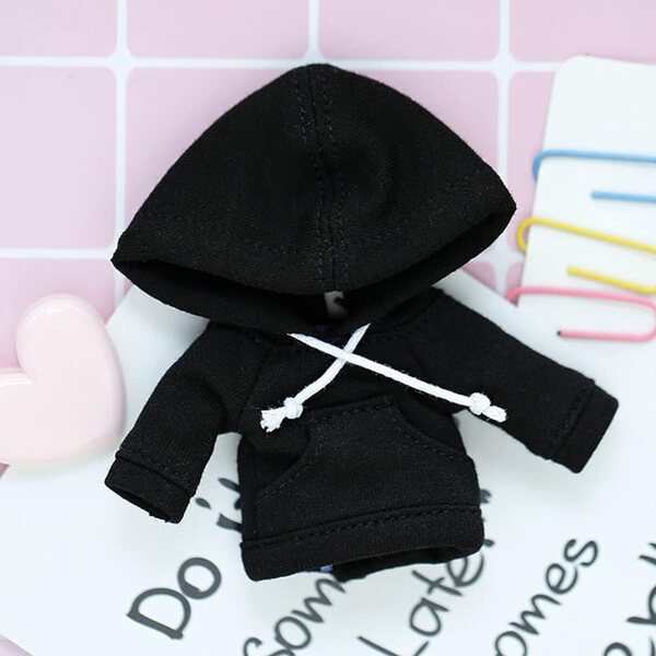 Felpa con Cappuccio Nera per Bambole Ob11, GSC, YMY, BODY9 - Abbigliamento Sportivo 1/12 BJD