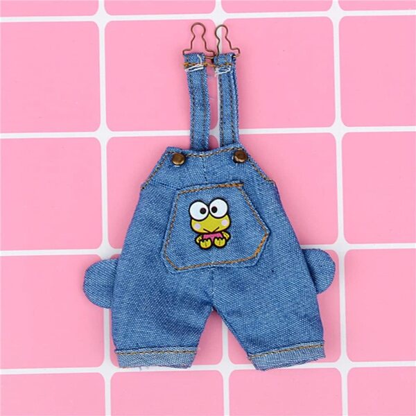 Set Vestiti Bambola 1/12 BJD Pantaloni Bretelle + T-Shirt Dark Blue per Ob11 e GSC