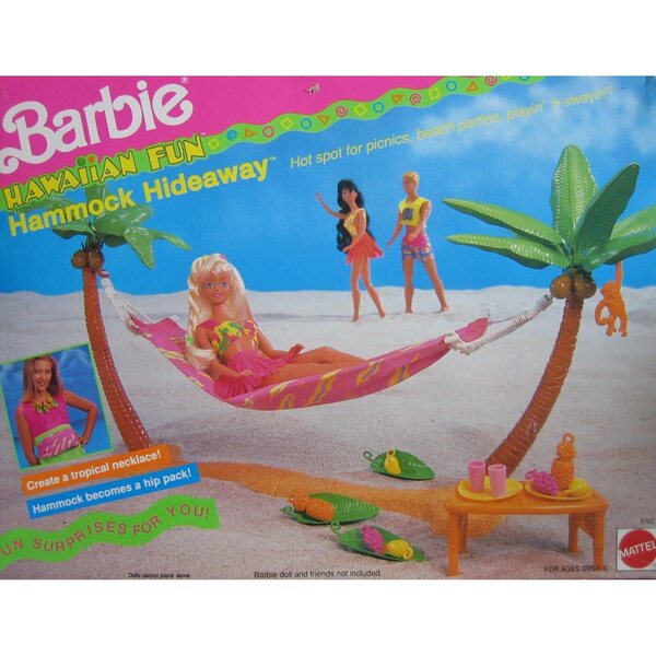 Barbie Hawaiian Fun Hammock Hideaway Playset con Accessori Tropicali 1990