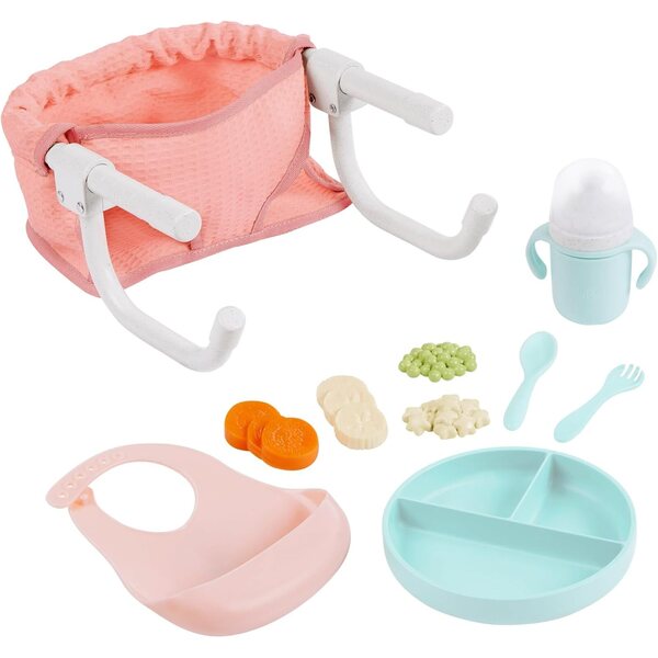 LullaBaby Seggiolino da Tavolo a Clip per Bambole 36 cm con Accessori Alimentazione