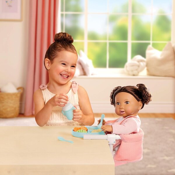 LullaBaby Seggiolino da Tavolo a Clip per Bambole 36 cm con Accessori Alimentazione