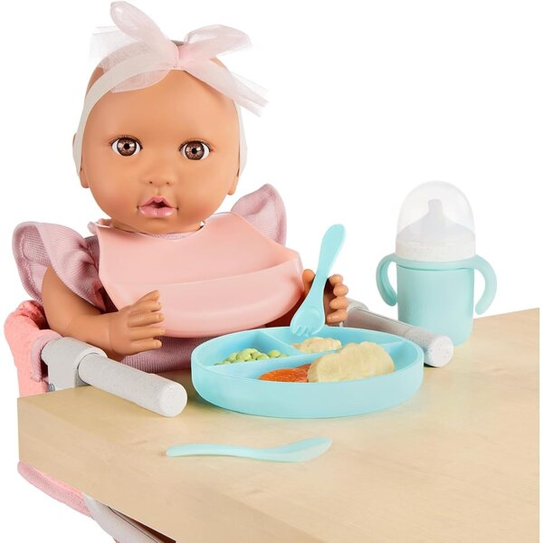LullaBaby Seggiolino da Tavolo a Clip per Bambole 36 cm con Accessori Alimentazione
