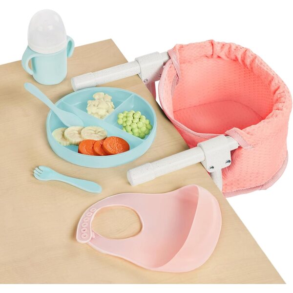 LullaBaby Seggiolino da Tavolo a Clip per Bambole 36 cm con Accessori Alimentazione
