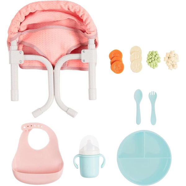 LullaBaby Seggiolino da Tavolo a Clip per Bambole 36 cm con Accessori Alimentazione
