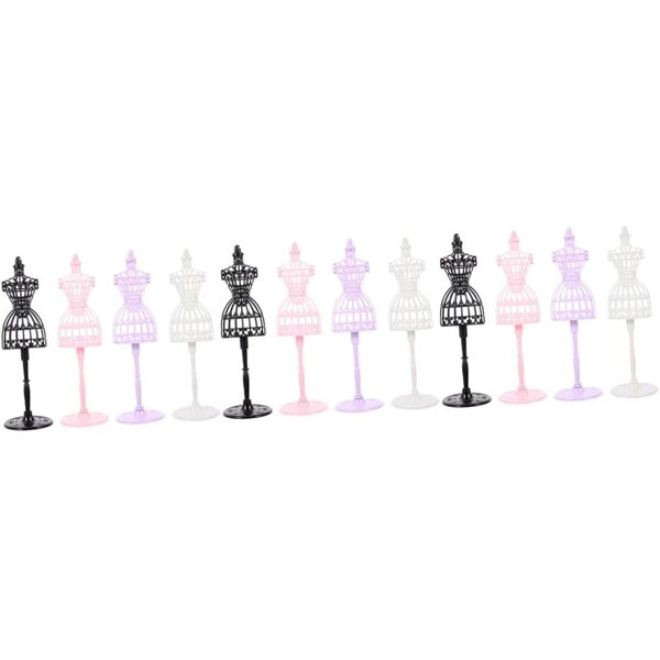 Gatuida Set 4 Manichini Miniature per Bambole con Base in Plastica Colorata