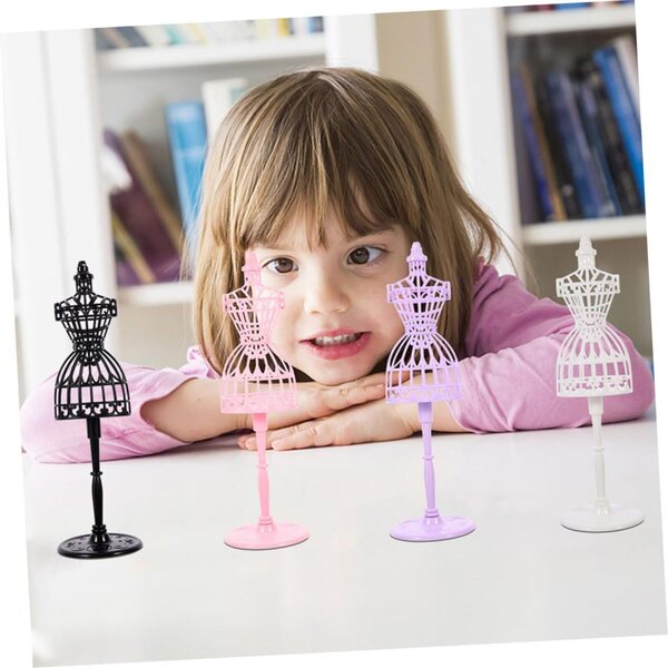 Gatuida Set 4 Manichini Miniature per Bambole con Base in Plastica Colorata