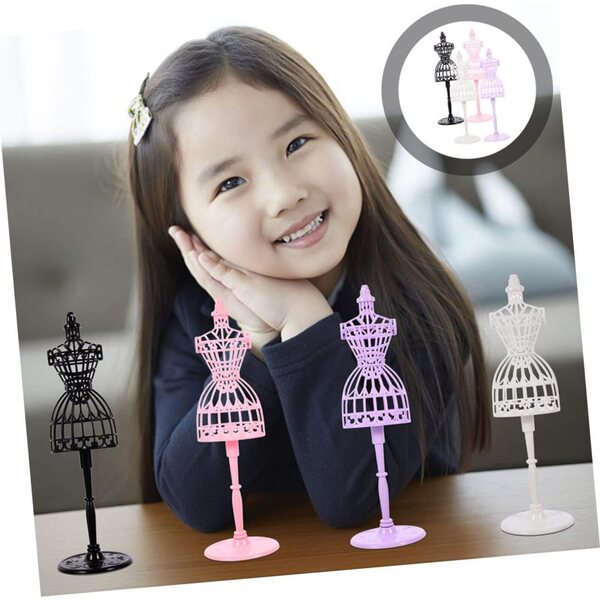Gatuida Set 4 Manichini Miniature per Bambole con Base in Plastica Colorata