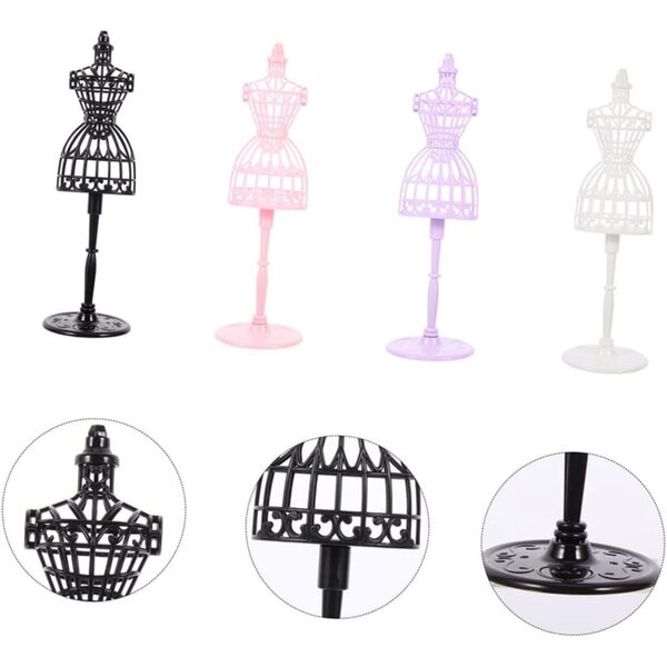 Gatuida Set 4 Manichini Miniature per Bambole con Base in Plastica Colorata