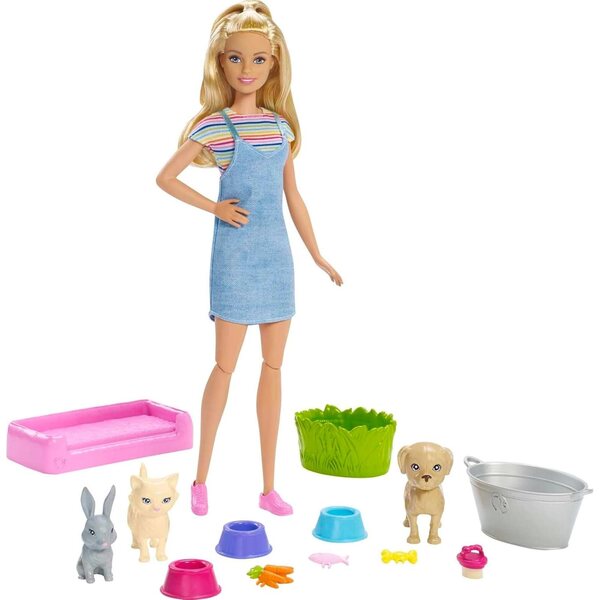 Barbie Farbwechselnde Welpen mit Puppe, Hund, Katze und Kaninchen, 3+ Spiel