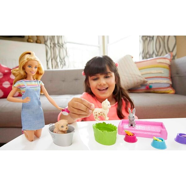 Barbie Farbwechselnde Welpen mit Puppe, Hund, Katze und Kaninchen, 3+ Spiel