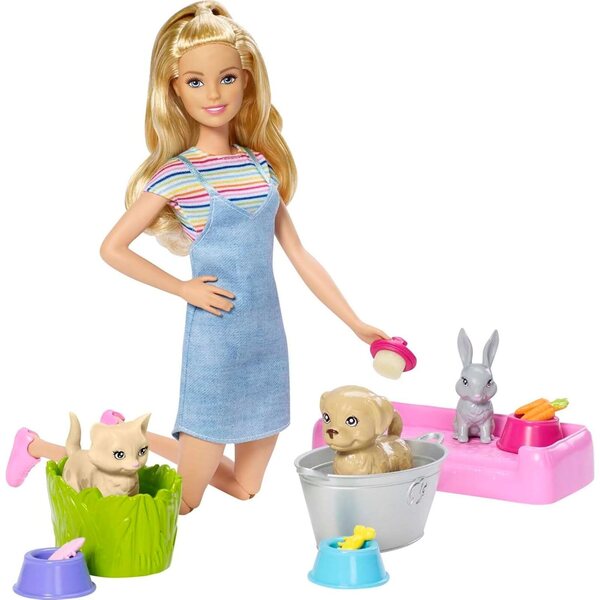 Barbie Farbwechselnde Welpen mit Puppe, Hund, Katze und Kaninchen, 3+ Spiel