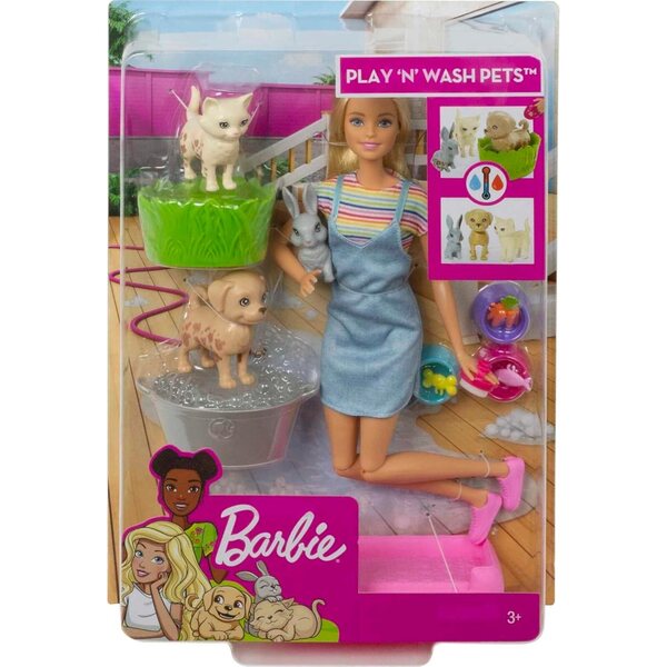 Barbie Farbwechselnde Welpen mit Puppe, Hund, Katze und Kaninchen, 3+ Spiel