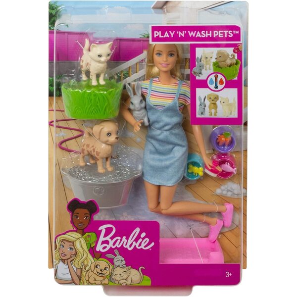 Barbie Farbwechselnde Welpen mit Puppe, Hund, Katze und Kaninchen, 3+ Spiel