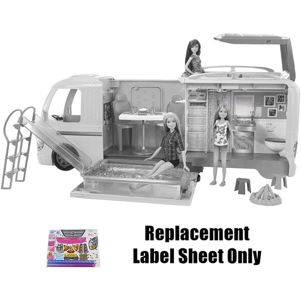 Barbie Etichette Ricambio Camper FBR34 Set B - Adesivi Originali per Riparazione