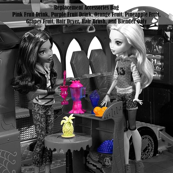 Parti di ricambio originali Monster High Deluxe Bus Playset FCV63 | Bevande, asciugacapelli, frullatore