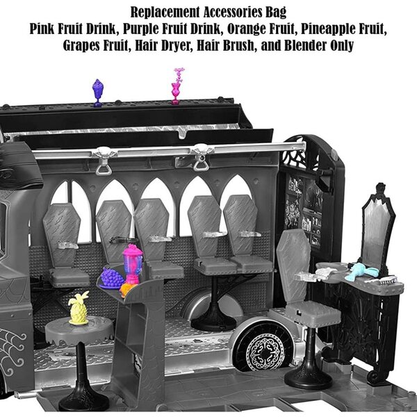 Parti di ricambio originali Monster High Deluxe Bus Playset FCV63 | Bevande, asciugacapelli, frullatore