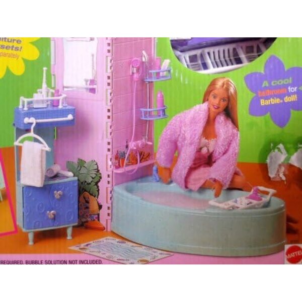 Barbie All Around Home Badezimmer-Set mit Badewanne, Waschbecken und komplettem Zubehör