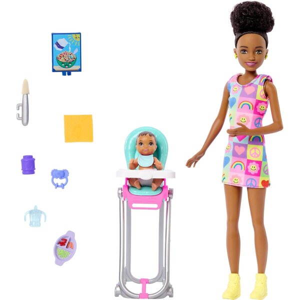 Barbie Skipper Babysitter mit Baby und Zubehör, 10-teiliges Spielset