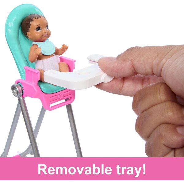 Barbie Skipper Babysitter mit Baby und Zubehör, 10-teiliges Spielset