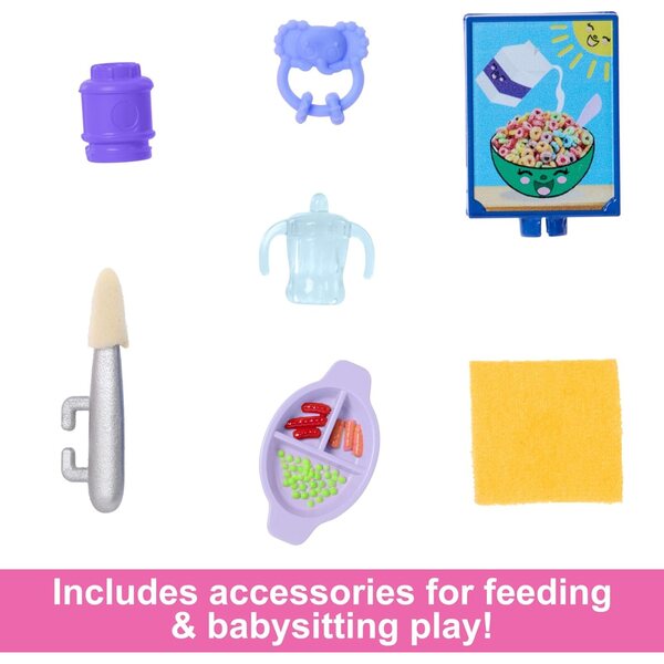 Barbie Skipper Babysitter mit Baby und Zubehör, 10-teiliges Spielset