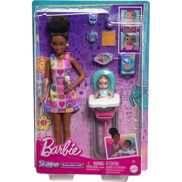 Barbie Skipper Babysitter mit Baby und Zubehör, 10-teiliges Spielset
