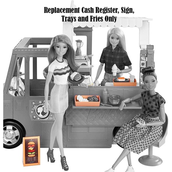 Ricambi originali Barbie Fresh 'n Fun Food Truck: registratore, vassoi, patatine e segno