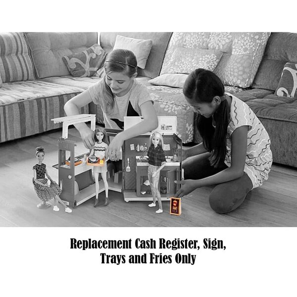 Ricambi originali Barbie Fresh 'n Fun Food Truck: registratore, vassoi, patatine e segno