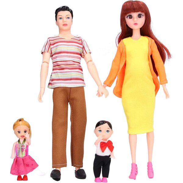 Set Familienpuppen mit pädagogischem Zubehör für Kinder ab 7 Jahren