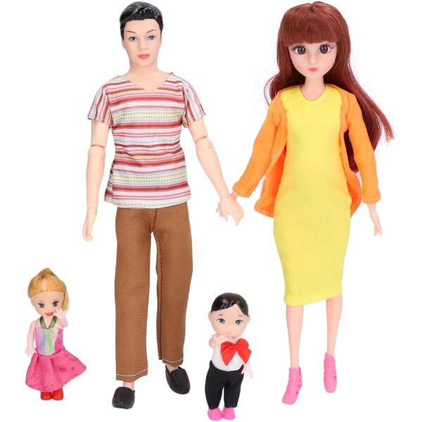 Set Familienpuppen mit pädagogischem Zubehör für Kinder ab 7 Jahren