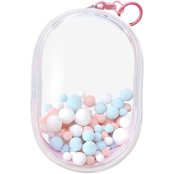 Borsa Trasparente KSJOAIDDE per Bambole 15-20 cm con Portachiavi e Palla di Peluche