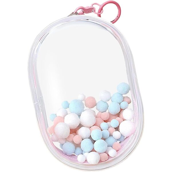 Borsa Trasparente KSJOAIDDE per Bambole 15-20 cm con Portachiavi e Palla di Peluche