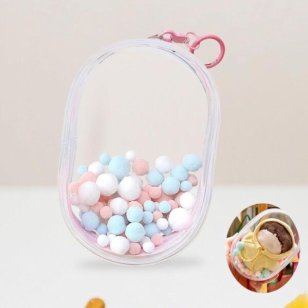Borsa Trasparente KSJOAIDDE per Bambole 15-20 cm con Portachiavi e Palla di Peluche