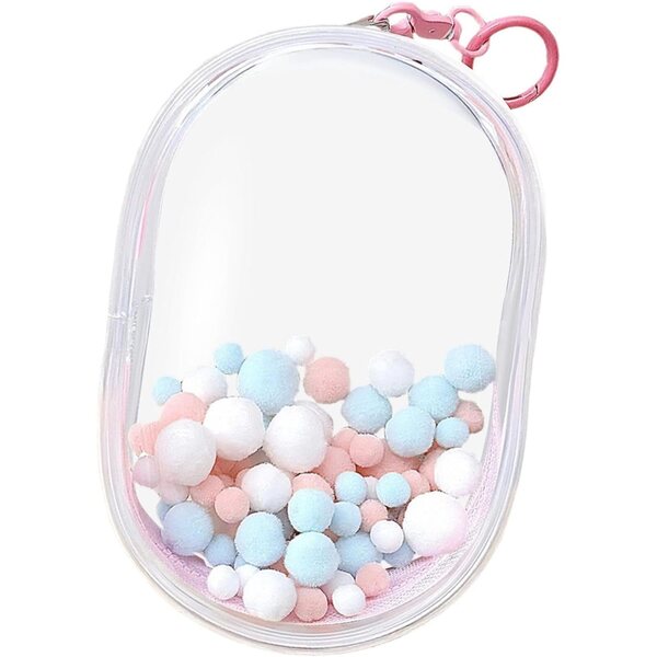 Borsa Trasparente KSJOAIDDE per Bambole 15-20 cm con Portachiavi e Palla di Peluche