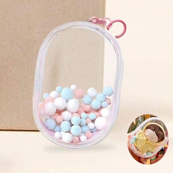 Borsa Trasparente KSJOAIDDE per Bambole 15-20 cm con Portachiavi e Palla di Peluche