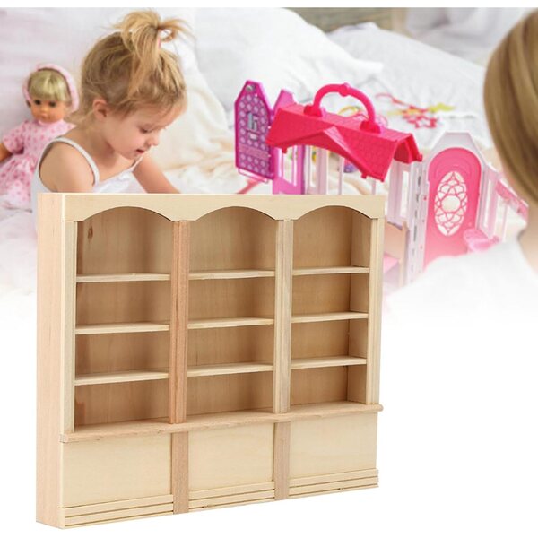 Acouto Libreria Miniatura 1/12 in Legno Colorata per Casa delle Bambole