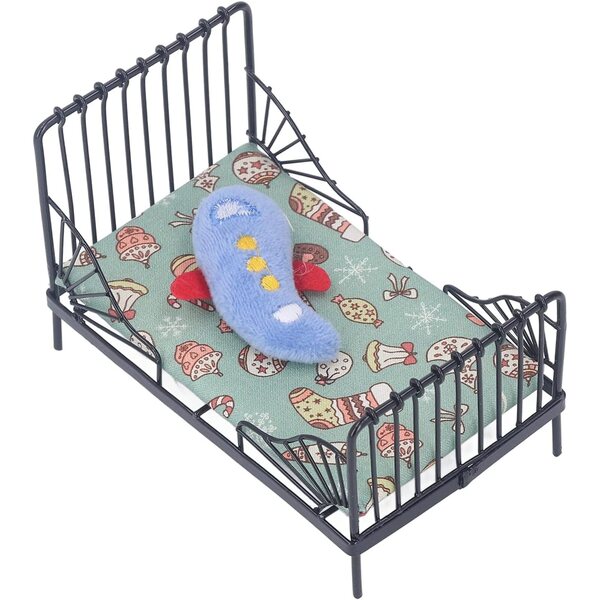 Acouto Letto in Miniatura 1:12 in Metallo con Cuscino e Materasso per Casa delle Bambole