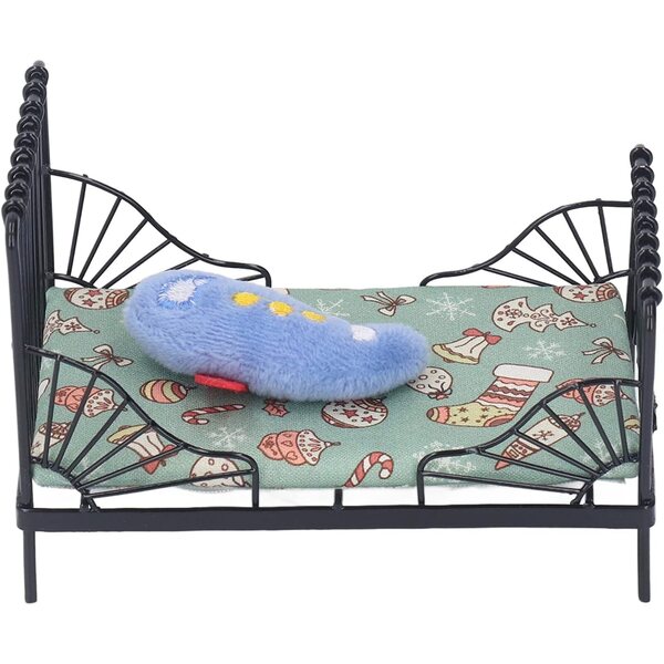 Acouto Letto in Miniatura 1:12 in Metallo con Cuscino e Materasso per Casa delle Bambole