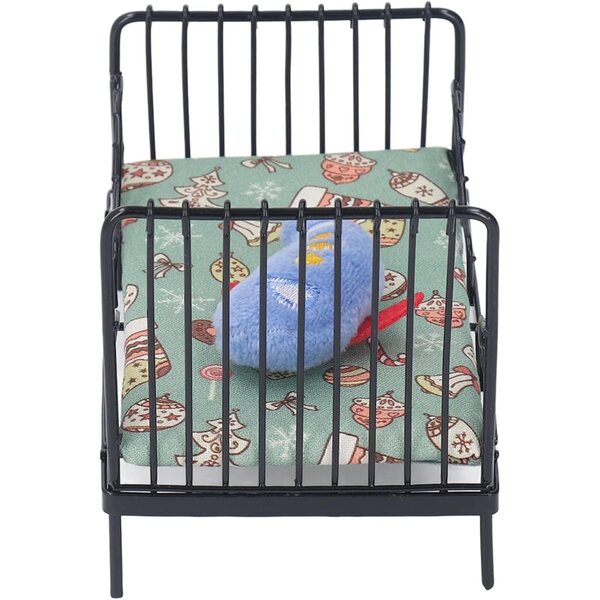 Acouto Letto in Miniatura 1:12 in Metallo con Cuscino e Materasso per Casa delle Bambole