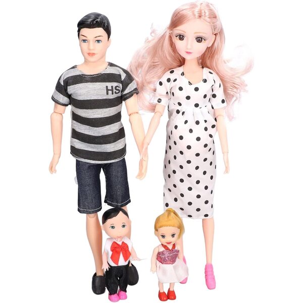 Set Bambole Famiglia con Mamma Incinta e Accessori, Giocattolo Interattivo 7+